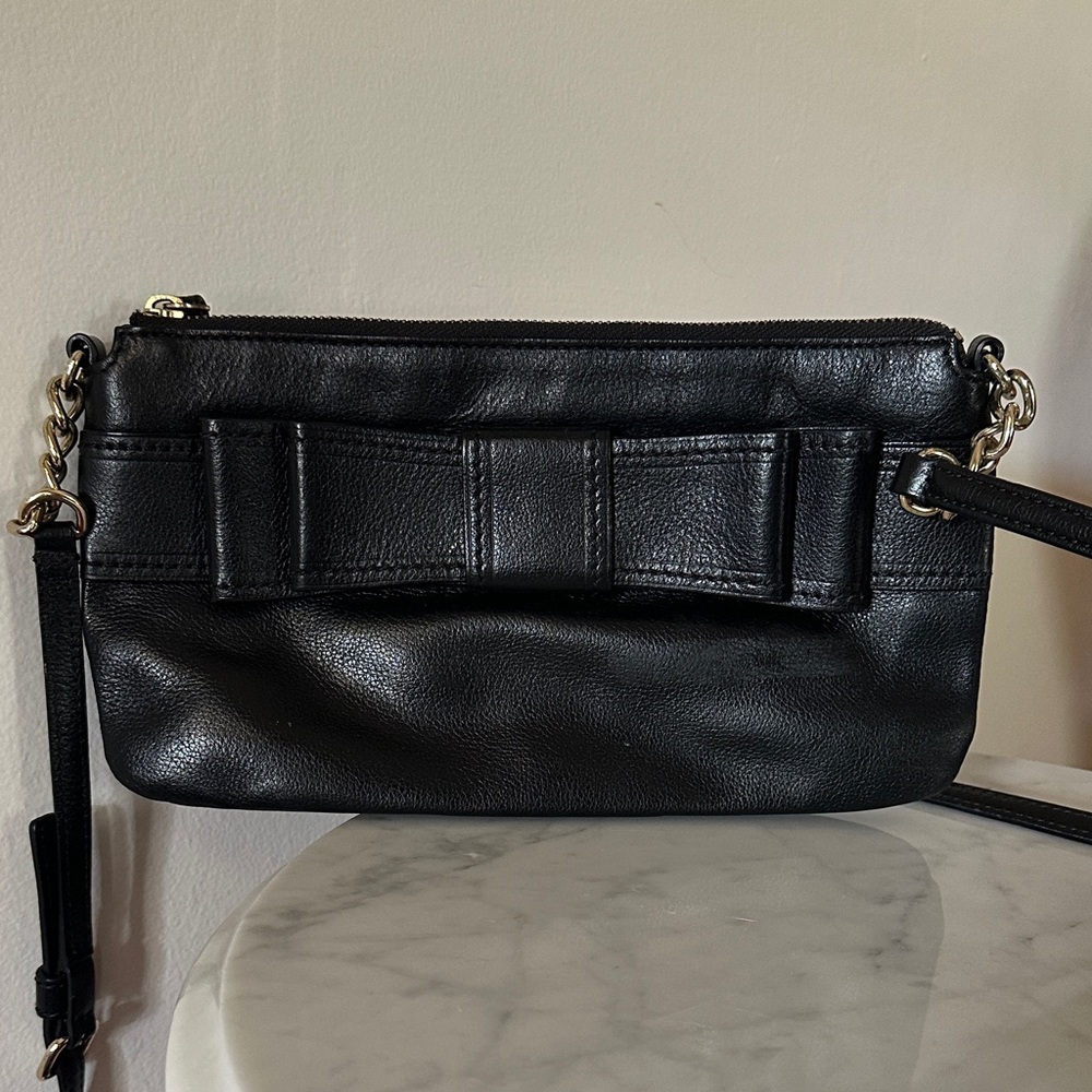 Kate Spade Black Leather Crossbody Bag with Bow Detail